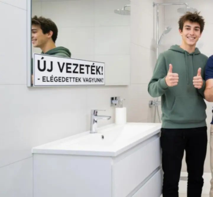 Elégedett ügyfél vízvezeték-telepítés után