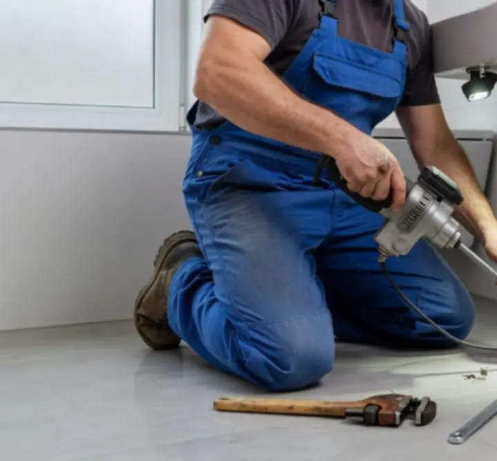 Duguláselhárítás speciális eszközzel egy fürdőszobai lefolyón