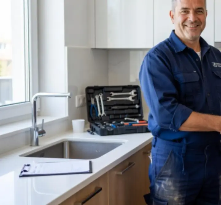 Elégedett ügyfél konyhai vízvezeték javítás után az WAFFLE ADVERTISING LTD szerelőjével