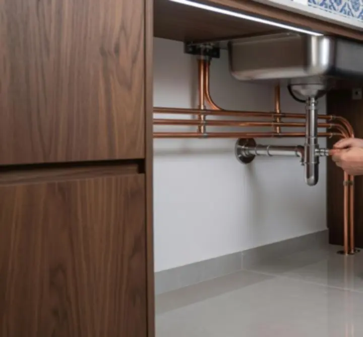 Modern konyhai vízvezeték-rendszer kiépítve