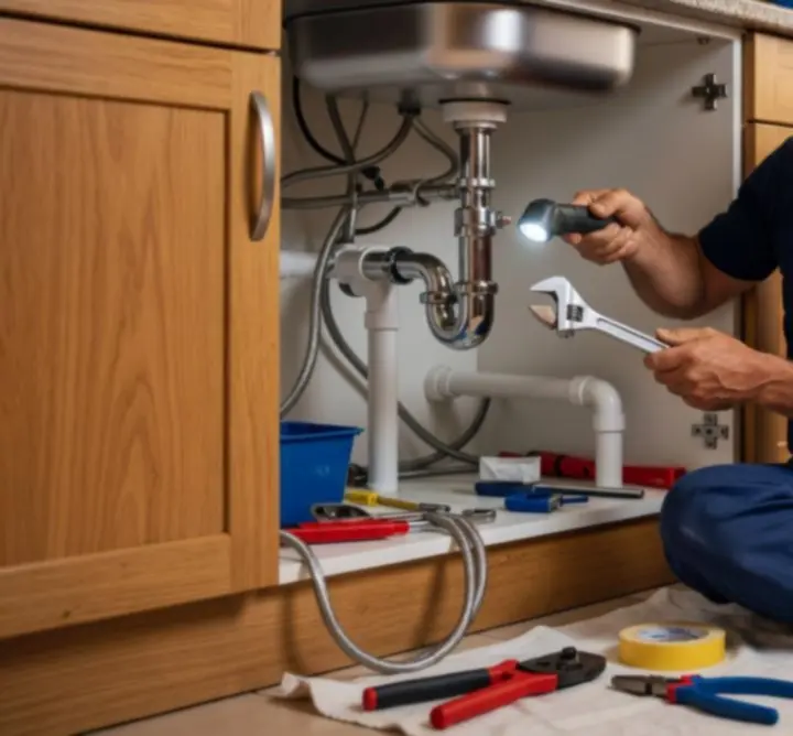 Vízvezeték-szerelő éves karbantartási ellenőrzést végez